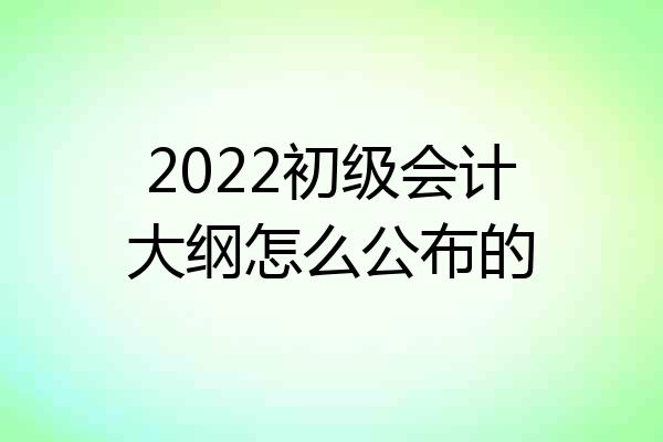 2022初级会计大纲怎么公布的