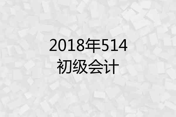 2018年514初级会计