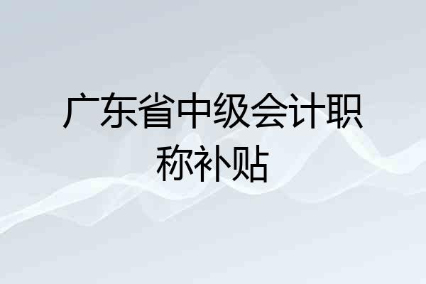 广东省中级会计职称补贴