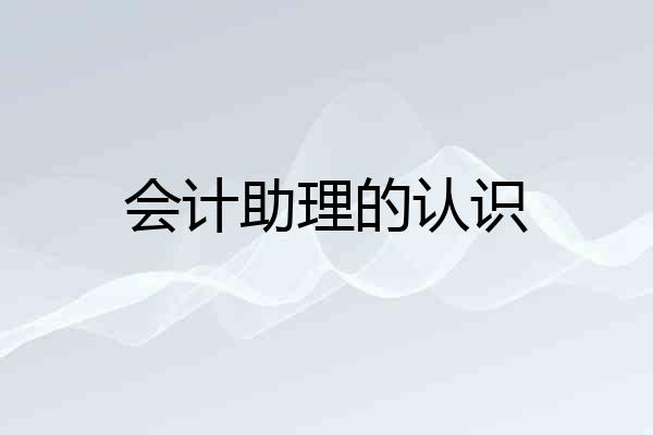 会计助理的认识