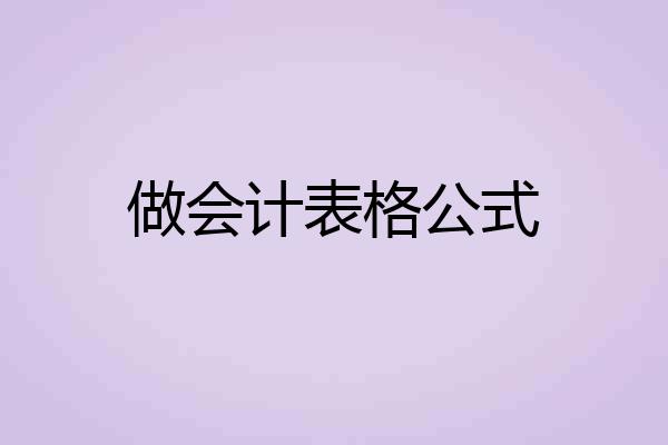 做会计表格公式
