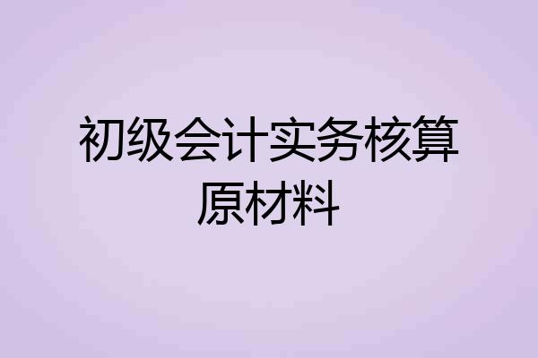 初级会计实务核算原材料