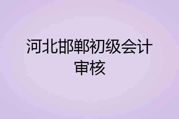 河北邯郸初级会计审核