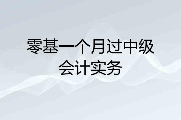 零基一个月过中级会计实务