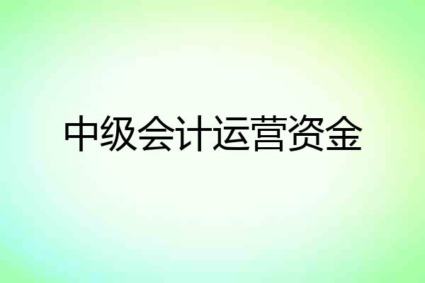 中级会计运营资金