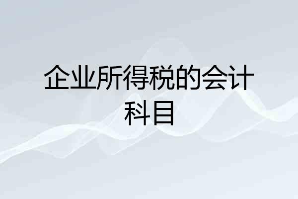 企业所得税的会计科目