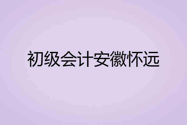 初级会计安徽怀远