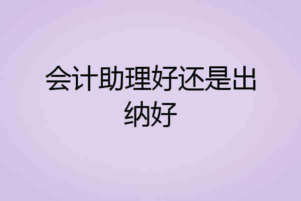 会计助理好还是出纳好