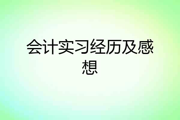 会计实习经历及感想