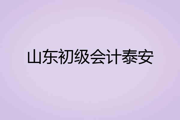山东初级会计泰安