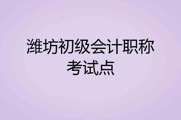 潍坊初级会计职称考试点