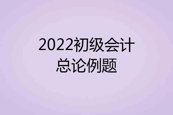 2022初级会计总论例题