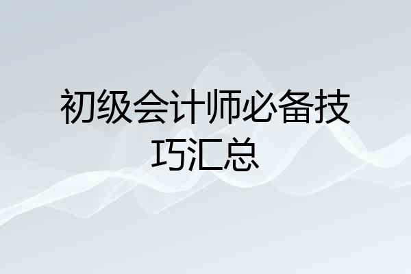 初级会计师必备技巧汇总
