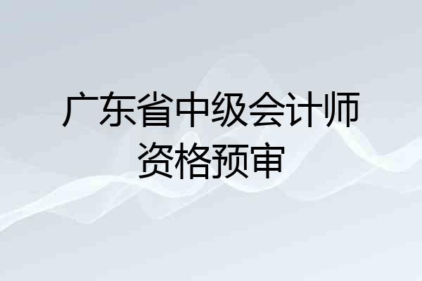 广东省中级会计师资格预审