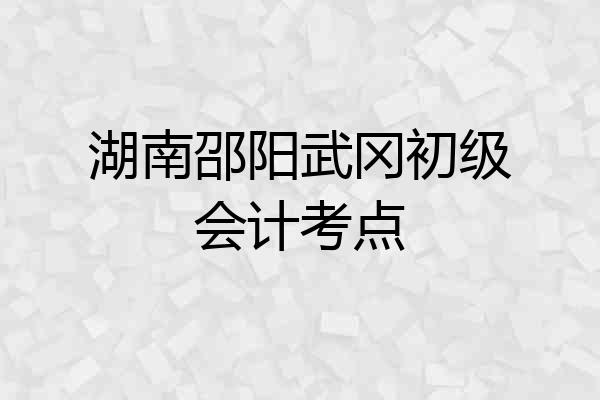 湖南邵阳武冈初级会计考点