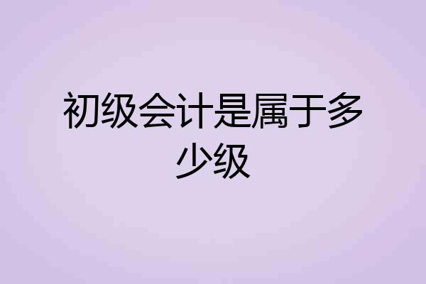 初级会计是属于多少级