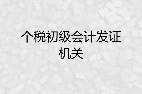 个税初级会计发证机关