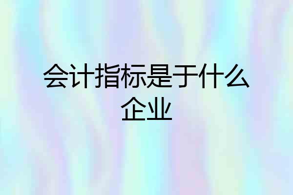会计指标是于什么企业