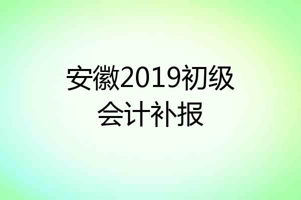 安徽2019初级会计补报
