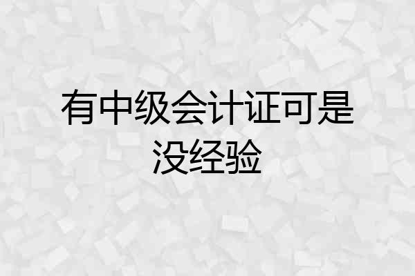 有中级会计证可是没经验