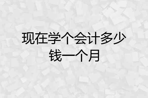 现在学个会计多少钱一个月