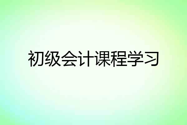 初级会计课程学习
