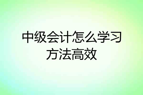 中级会计怎么学习方法高效