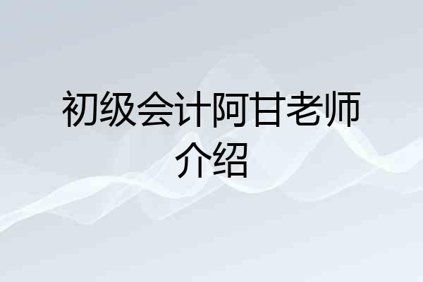 初级会计阿甘老师介绍