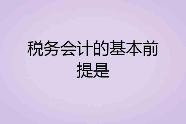 税务会计的基本前提是