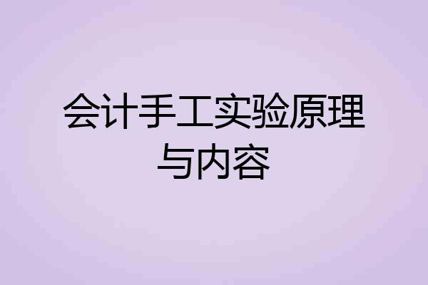 会计手工实验原理与内容