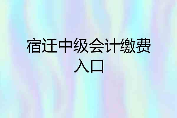 宿迁中级会计缴费入口