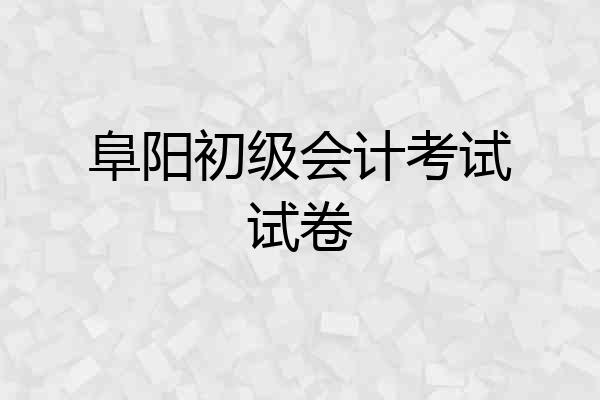 阜阳初级会计考试试卷