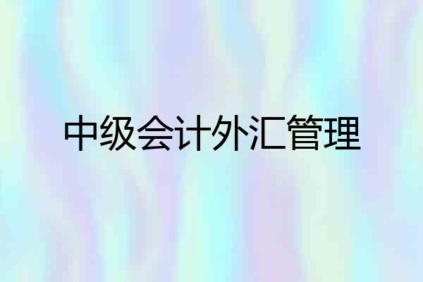 中级会计外汇管理