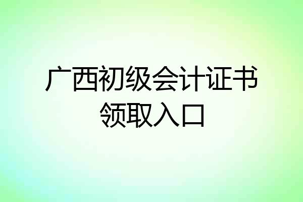广西初级会计证书领取入口