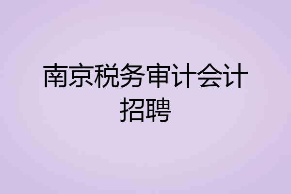 南京税务审计会计招聘