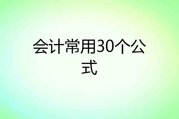 会计常用30个公式