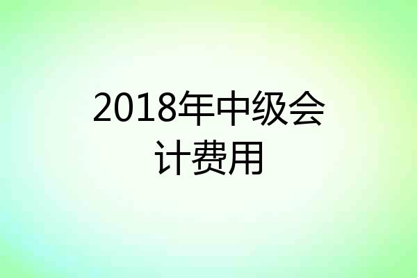2018年中级会计费用