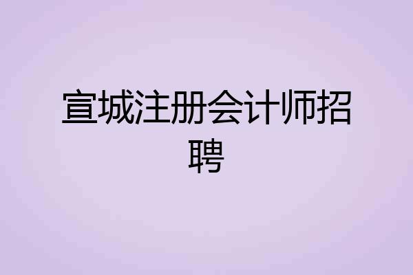 宣城注册会计师招聘