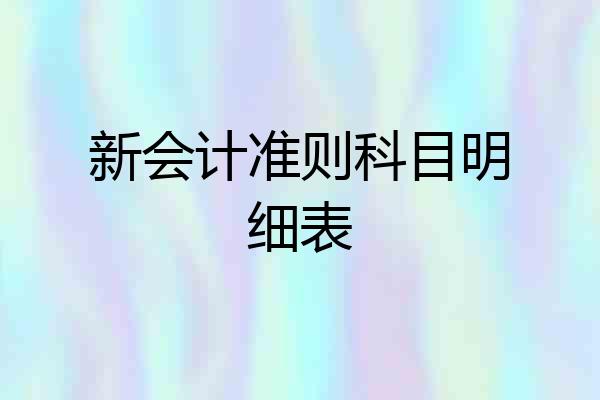 新会计准则科目明细表