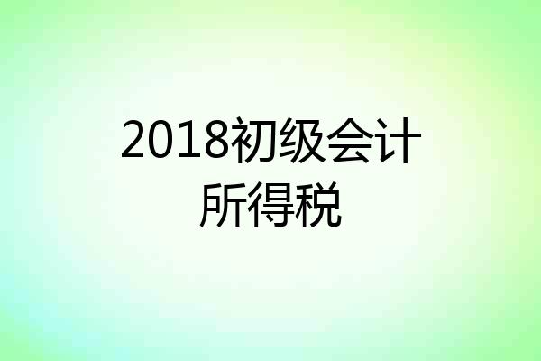 2018初级会计所得税