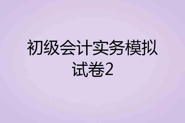 初级会计实务模拟试卷2