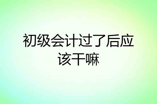 初级会计过了后应该干嘛