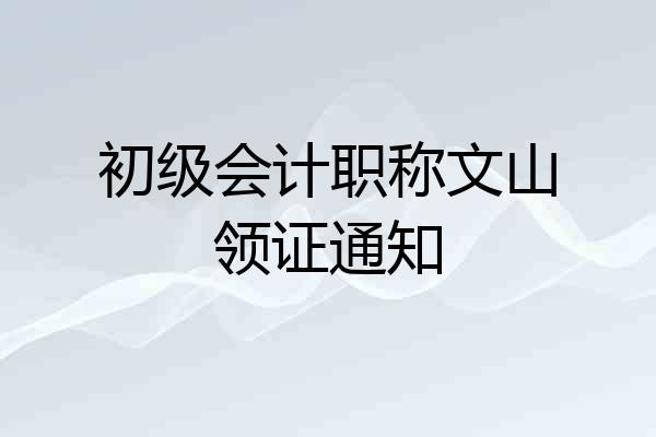 初级会计职称文山领证通知
