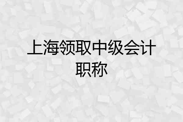 上海领取中级会计职称