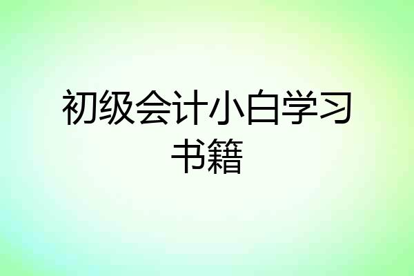 初级会计小白学习书籍
