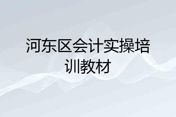 河东区会计实操培训教材