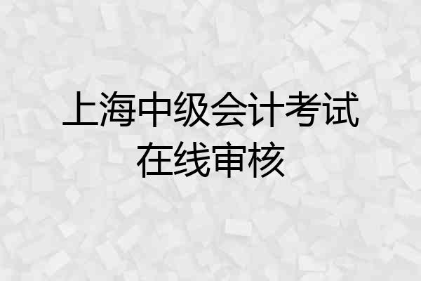 上海中级会计考试在线审核