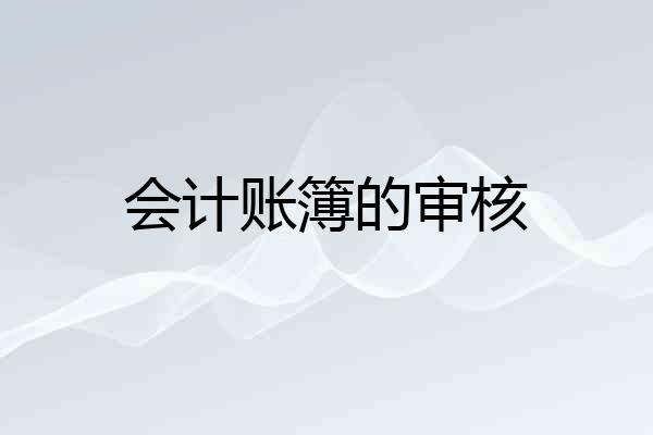 会计账簿的审核