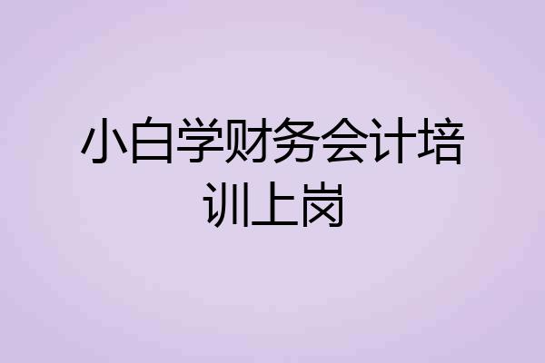 小白学财务会计培训上岗