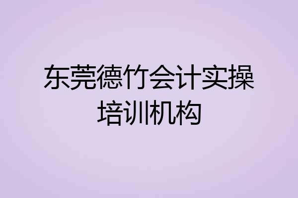 东莞德竹会计实操培训机构